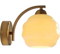 Mid Century Vintage Brass Wall Light Fixtures with Modern Brushed Yellow Glass Circle and Switch, Bathroom Vanity Wall Lamp, Living Room Bedroom Bedside Corridor Wall Sconces, Decorative Wall Lamps &