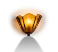 Mid Century Wall Sconce, Amber Glass Scallop Light Fixture - Vintage Art Deco Lamp for Bathroom Vanity, Bedroom - Warm Coastal Ambience, Hardwired Antique Brass E12(Amber)