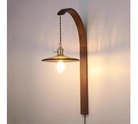 Mid Century Wall Sconce Plug in Wood Farmhouse Mount Light Fixture White Ceramics Glass Rustic Wall Lamp Nordic Vintage Hanging Lighting for Bedroom Living Room Bedside