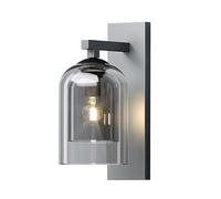 Mid Century Wall Sconce Smoked Glass Amber Indoor Modern Farmhouse Barn Light Wall Sconce Black Rustic Industrial Wall Mount Vintage Kitchen Wall Lamp Over Sink Bedroom Hallway Living Room