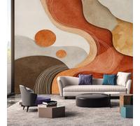 Mid Century Wallpaper - Geometric Boho Retro Circle Wall Mural - Wall Murals for Living Room Bedroom - Photo Wallpaper & Home Decor Art - 350 x 256 cm A-3721