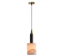 Mid Century White Alabaster Pendant Light Copper Finish Hanging Fixture for Kitchen Island Dining Room & Living Room Vintage Minimalist Brass Ceiling Lighting