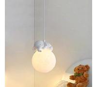 Mid Century White Milk Pendant Light for Bedroom Dimmable 3D Moon Planet Hanging Lamp Animal Cute Small Chandelier for Boy Girl Room Bedside Nursery Room