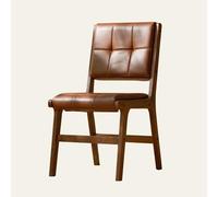 Mid-Century Wood Dining Chair Upholstered Leather Kitchen Seating with Solid Oak Legs Farmhouse Sle Brown Accent Chair for Dining Room Home Decor