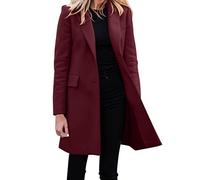 Mid Length Blazer Women Elegant Slim Fit Blazers Suit Plus Size Long Sleeve Ladies Casual Work Formal Jacket Business Smart Casual Trench Coats Single Breasted Blazer Cardigan Office Work Red