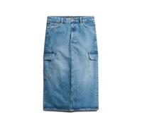 Mid-length denim skirt with cargo pocket for women Superdry Bleu 28