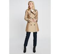 Mid-Length Double-Breasted Trench Coat with Belt beige
