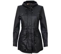 Mid Length Hooded Parka Jacket-Oakengates Infinity Leather Black 18