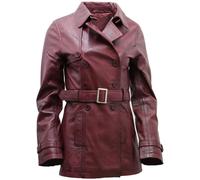 Mid Length Leather Trench Coat -Oakham Infinity Leather Burgundy 16