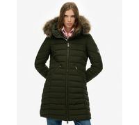 Superdry Fuji Faux Fur Hooded Jacket Dark Green Women - M