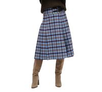 Mid-length pleated check skirt for women Superdry Bleu XS