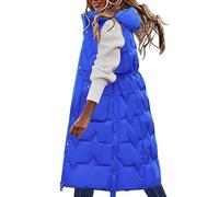 Mid-Length Sleeveless Down Overcoats for Women Zip Up Hooded Open Front Puffer Vests Outdoor Thermal Warm Down Gilets/UK Size/Ladies Winter Clothes