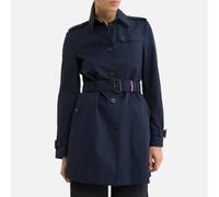 Mid-Length Trench Coat with Button Fastening, Mid-Season Navy