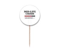 Mid-Life Crisis Process Loading Toothpick Flags Round Labels Party Decoration
