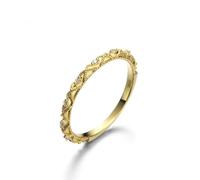 Mid Rings for Women, The Promise Ring Baroque Relief with Cubic Zirconia 14K Gold Size L 1/2