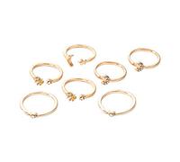 Mid Rings for Women Trend Ring Joint Set Fashion Zircon Gold Retro Jewelry Piece Metal Blue Gift 7 Rings Rings Size 9 for Teen Girls
