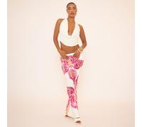 Mid Rise Beach Maxi Skirt In White Large Orchid Print, Women's Size UK 14