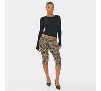 Mid Rise Capri Trousers In Brown Leopard Print Lace, Women's Size UK 8