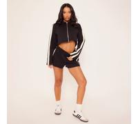 Mid Rise Contrast Side Stripe Sweat Shorts In Black, Women's Size UK 6