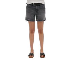 Mid-rise frayed shorts for women Superdry Noir 28