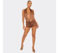 Mid Rise How Pants In Brown Satin, Women's Size UK 8