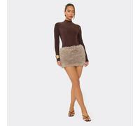 Mid Rise Mini Skirt In Grey Faux Fur, Women's Size UK M