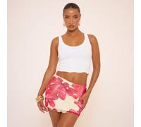 Mid Rise Mini Skirt In Multi Floral Printed Mesh, Women's Size UK 14