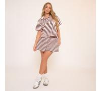 Mid Rise Pleated Mini Skirt In Pink And Brown Stripe, Women's Size UK One Size