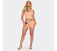 Mid Rise Shell Applique Detail Shorts In Orange Glitter Knit, Women's Size UK Medium M