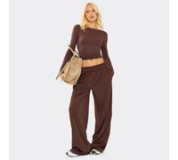 Mid Rise Straight Leg Track Pants In Chocolate Brown, Women's Size UK 6