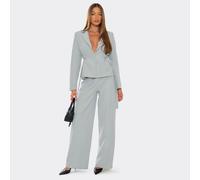 Mid Rise Wide Leg Tailored Trousers In Grey, Women's Size UK 8