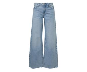 Mid-rise Worn Effect Wide Leg Jeans Women QS Catie Bleu 40x30