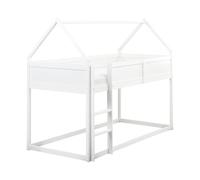 Mid Sleeper Bed House Pine Wood DIENNE 90 x 200 cm (EU Single) White