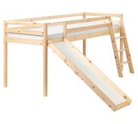 Mid Sleeper Bed Pine Wood STAPLE 90 x 200 cm (EU Single) with Slide Light Brown