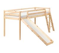 Mid Sleeper Bed Pine Wood STAPLE 90 x 200 cm (EU Single) with Slide Light Brown