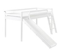 Mid Sleeper Bed Pine Wood STAPLE 90 x 200 cm (EU Single) with Slide White