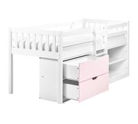 Beliani Mid Sleeper Bed Wood SUSVILLE 90 x 200 cm (EU Single) Pink, White