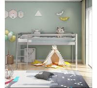 Mid Sleeper kids bed grey 3ft single wooden and 1 mattress wooden childrens bedroom furniture