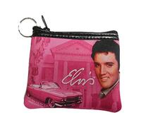 Mid-South Products Elvis Coin Purse Keychain, Zipper Wallet, Pink Guitar Design