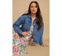Yours Curve Mid Wash Denim Jacket - Women's - Plus Size Curve