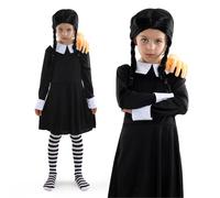 Mid Week Horror Costume - Wig, Tights & Hand Prop I Love Fancy Dress Black XL