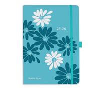 Mid Year Diary 2025-2026 - A5 Day a Page - Academic Year Daily Planner from July 2025 to July 2026 - Hardback with Ribbon Marker and Elastic Closure - Teal