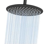 Midanya Round Rainfall Shower Head High Pressure Stainless Steel Waterfall Large Rain Shower Head Ultra Thin Design,Matte Black 10 Inch