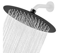 Midanya Round Rainfall Shower Head High Pressure Stainless Steel Waterfall Large Rain Shower Head Ultra Thin Design,Matte Black 8 Inch