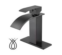 Midanya Waterfall Spout Bathroom Faucet Single Handle 1 Hole Bathroom Sink Faucet,Modern RV Lavatory Vanity Basin Tap with Water Hose,Short Body,Oil Rubbed Bronze