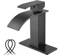 Midanya Waterfall Spout Bathroom Faucet Single Handle 1 Hole Bathroom Sink Faucet,Modern RV Lavatory Vanity Basin Tap with Water Hose,Short Body,Oil Rubbed Bronze
