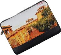 MIDAUTUMN RAINS Picture Perfect Royality Printed Canvas Classic Unisex Laptop Sleeve with Leather Base with Zip Closure for Laptop up to 15.6 Inch