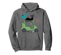 Midcentury Cat Golf Cart Retro Golfer Atomic Inspired Era Pullover Hoodie