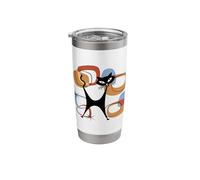 Midcentury Cat Mid Century Retro Atomic Age Space Beige Blue Stainless Steel Insulated Tumbler