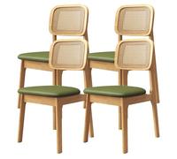 MidCentury Dining Chairs Set of 4Comfortable Wicker & Wood Frame Stylish Country Design for Kitchen Dining Room CafeVintage Inspired Furniture